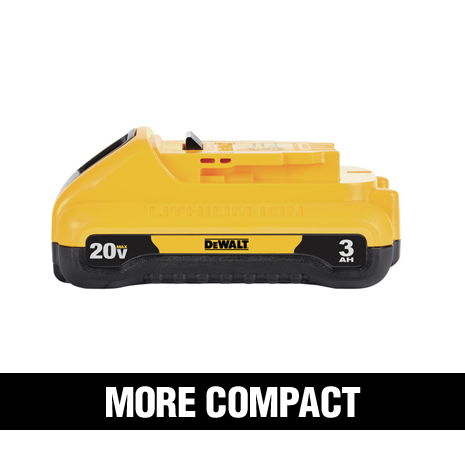 20 VOLT 1.3Ah, 1.5Ah, 2.0Ah and 3.0Ah feature a compact and Lightweight design.