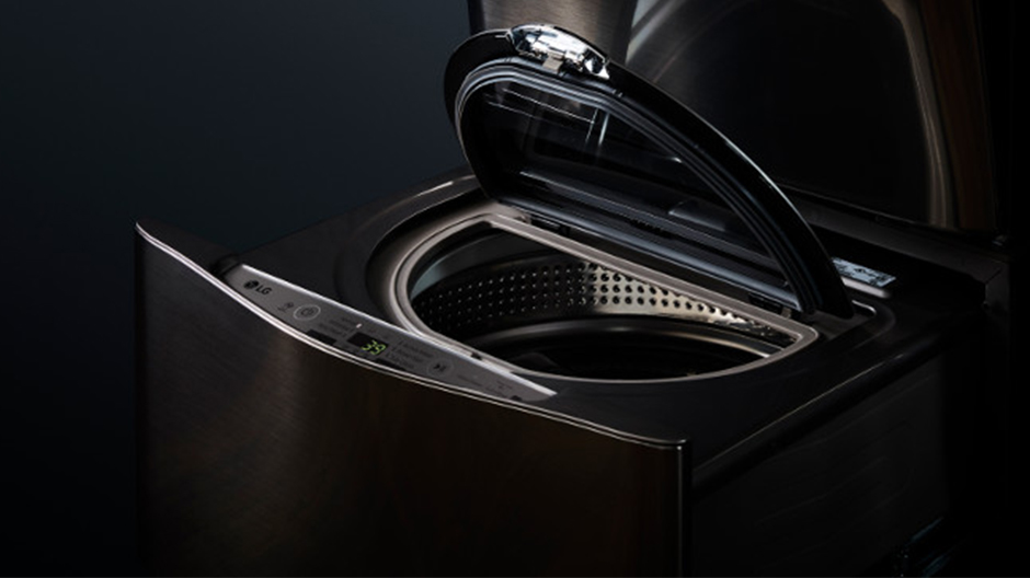 LG SideKick Pedestal Washing Machine with lid open
