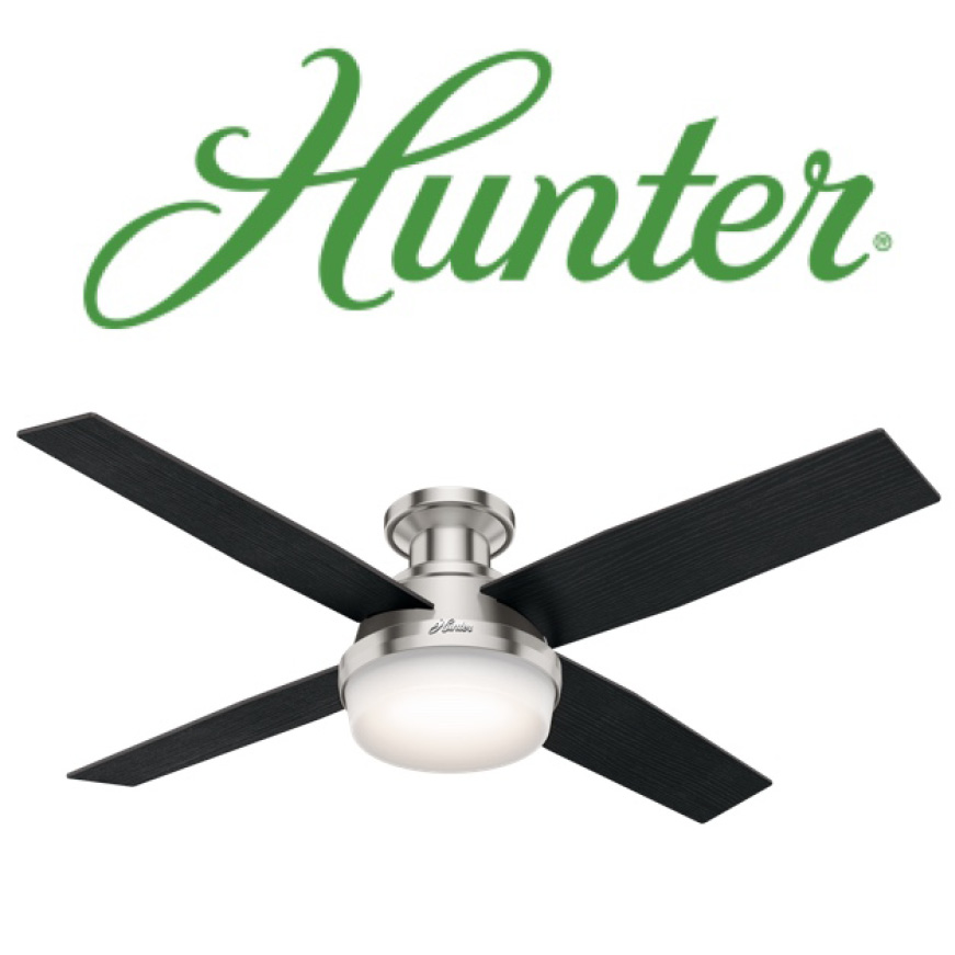 Hunter Highbury II 52 in. LED Indoor Matte Black Ceiling Fan with Light