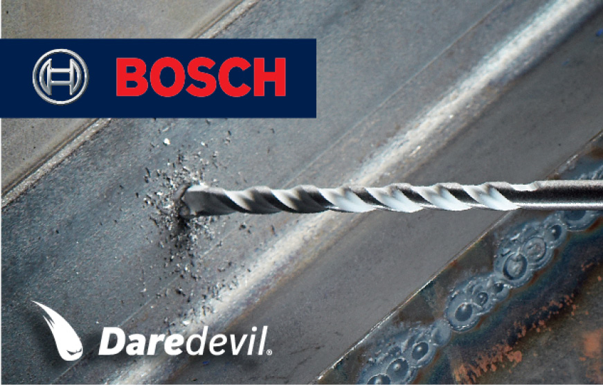Bosch Multipurpose bit drilling into metal Bosch Multipurpose bit drilling into metal