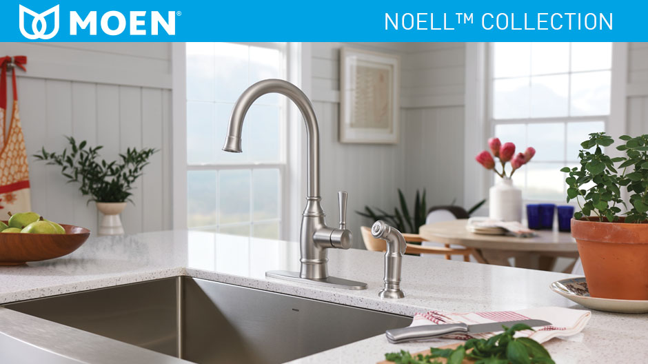 Moen Noell Single Handle Standard Kitchen Faucet With Side Sprayer In Spot Resist Stainless