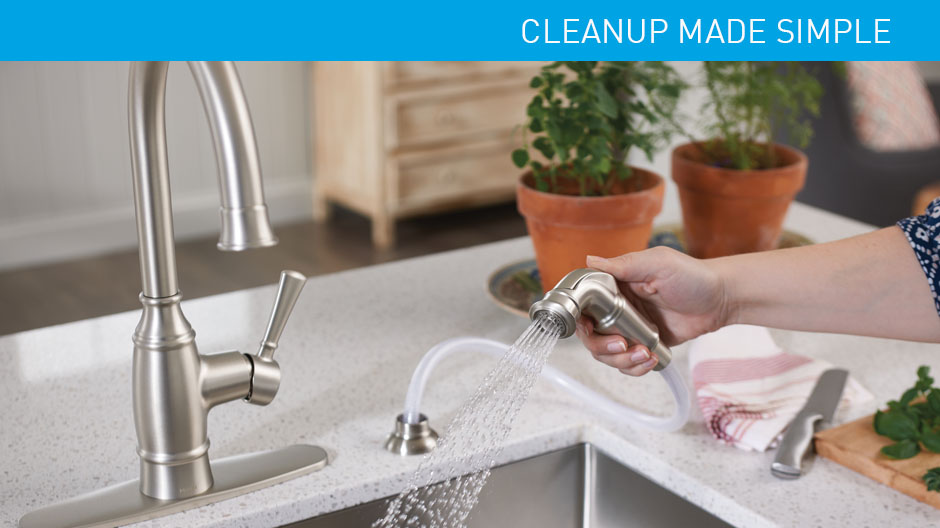 Moen Noell Single Handle Standard Kitchen Faucet With Side Sprayer In Spot Resist Stainless
