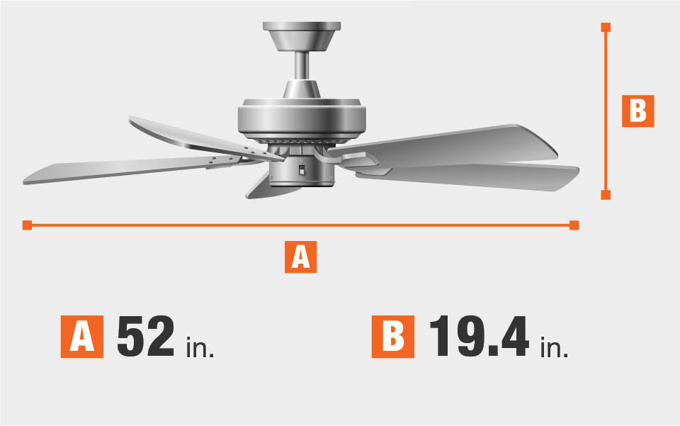 Hampton Bay Palisades 52 In Led Indoor Tuscan Bisque Ceiling Fan Ceiling Fan Dimensions Blade Span And Height