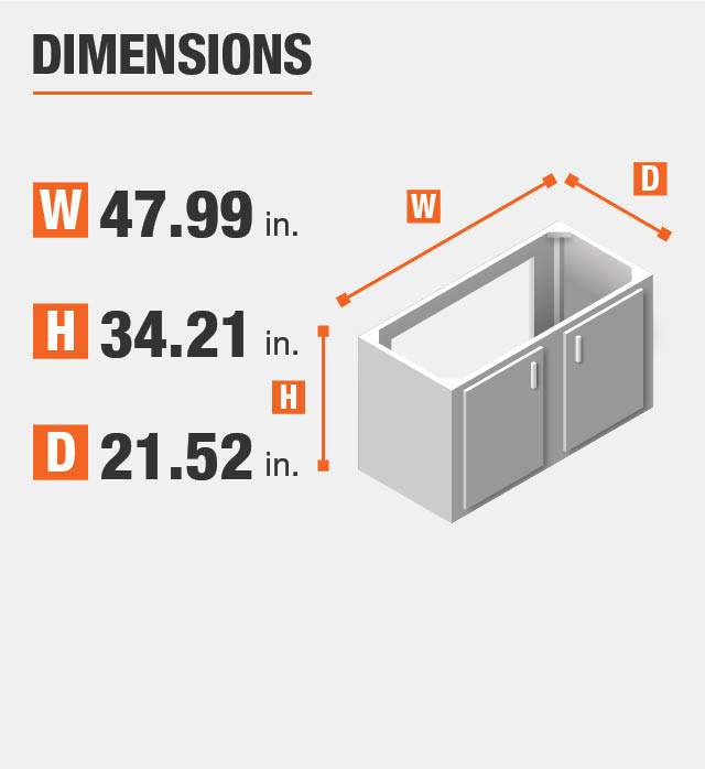 Vanity Product dimensions. Height, length, and width