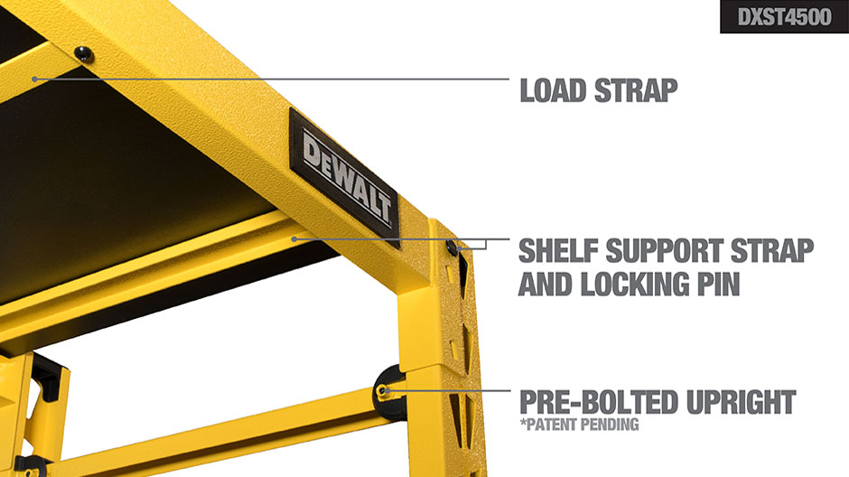 Dewalt 48 In H X 50 W 18 D 3 Shelf Steel Laminate Each Of The 3 Shelves Features A Total 5 Support Straps To Prevent Twisting Or