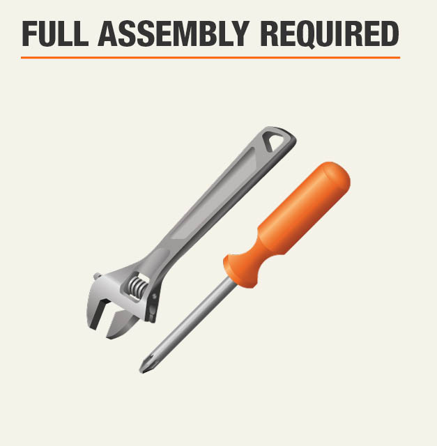 Full assembly required for garage storage cabinet