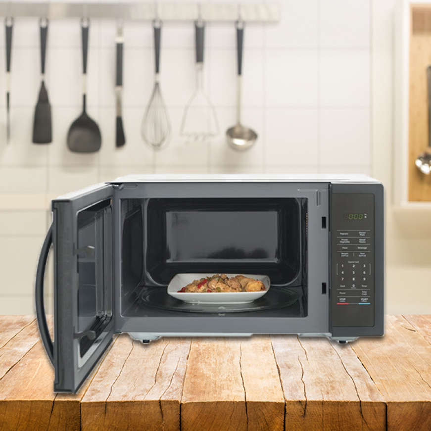 Magic Chef 1 6 Cu Ft Countertop Microwave In Black With Gray