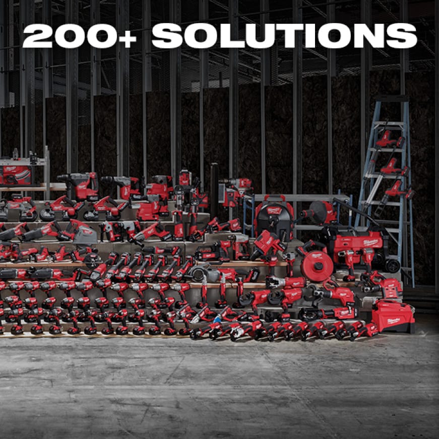 A wide selection of M18 cordless tools and solutions lined up