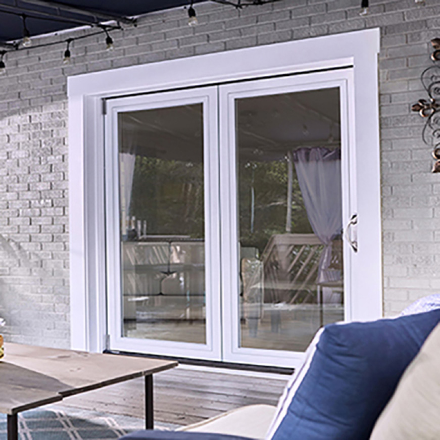 JELDWEN 70 in. x 77 in. F2500 LHF White Painted Fiberglass LeftHand Folding Patio Door Frame