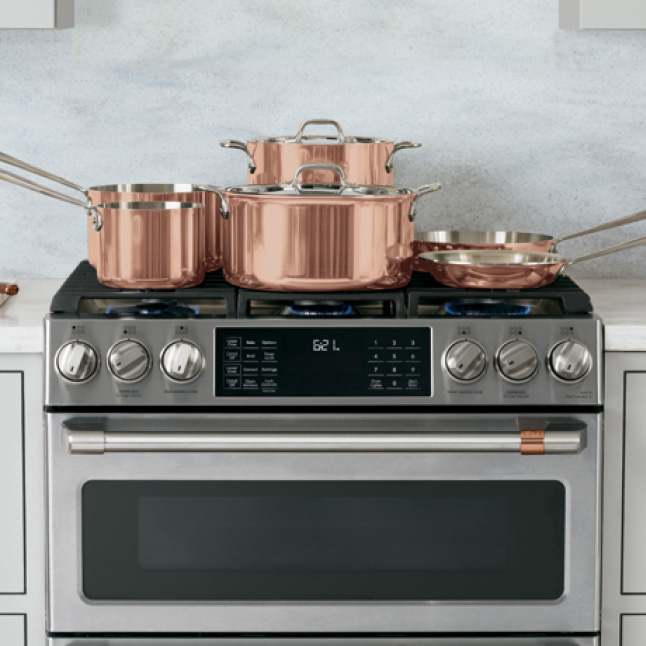 Cafe 30 in. 7.0 cu. ft. SlideIn Double Oven DualFuel Range with SelfClean Convection in Matte