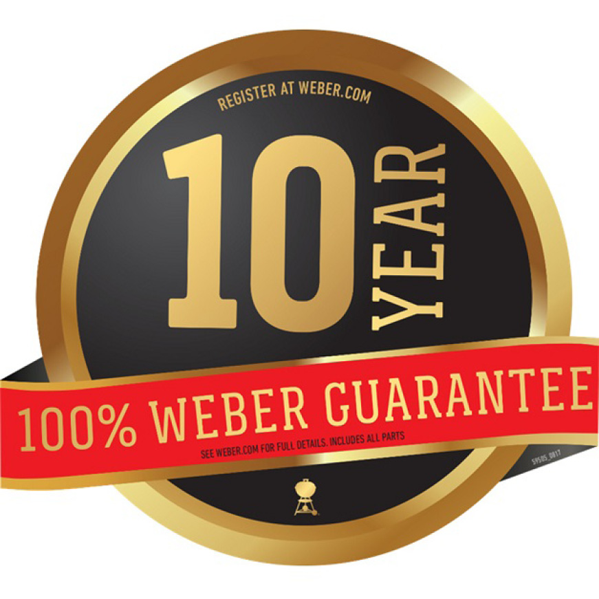 10 year Warranty on all parts of the grill 10 year Warranty on all parts of the grill