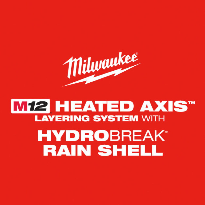 M12 Heated AXIS Layering System with HYDROBREAK Rain Shell protects you from the harshest rain and snow conditions M12 Heated AXIS Layering System with HYDROBREAK Rain Shell protects you from the harshest rain and snow conditions