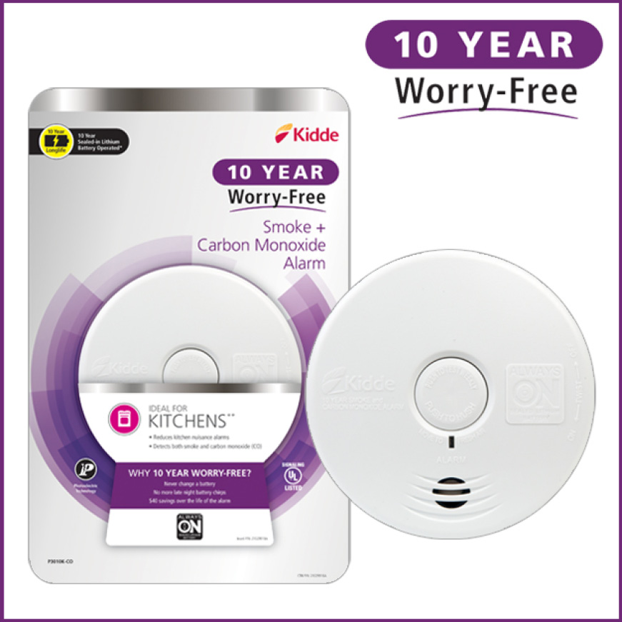 Ten years, zero worries, Kidde 10-Year Worry-Free smoke, and carbon monoxide alarms Ten years, zero worries, Kidde 10-Year Worry-Free smoke, and carbon monoxide alarms