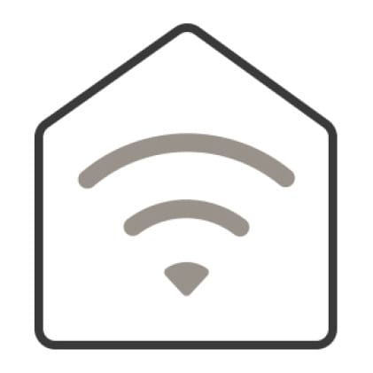 An icon of a home. Waves inside of it depict the Wifi's signal