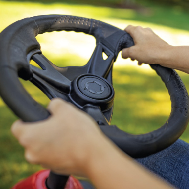 Troy-Bilt gas riding mower, gas mower, riding mower, rider, comfortable ride, seat, steering wheel