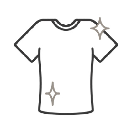An icon of a sparkling, freshly sanitized tee shirt.