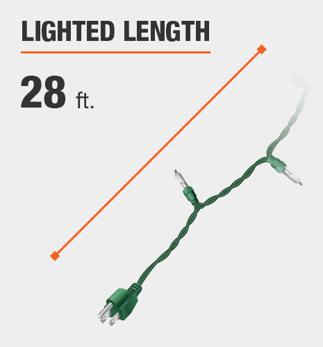 The lighted length is 28 feet