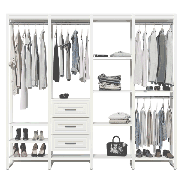 CLOSETS By LIBERTY Closet Storage 16.75"D x 68.5"W x 84"H White Wood & Aluminum Customizable