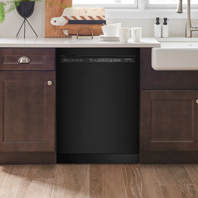 KitchenAid 24 in. Front Control Tall Tub Dishwasher in Black with