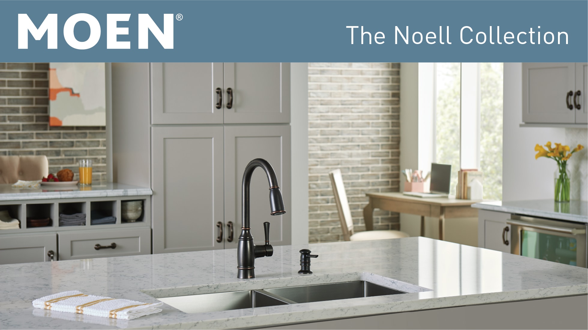 Moen Noell Single Handle Pull Down Sprayer Kitchen Faucet With Reflex And Power Clean In Terranean Bronze