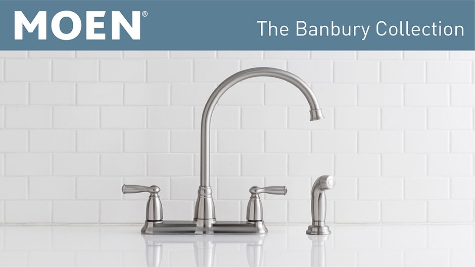 Moen Banbury High Arc 2 Handle Standard Kitchen Faucet With Side