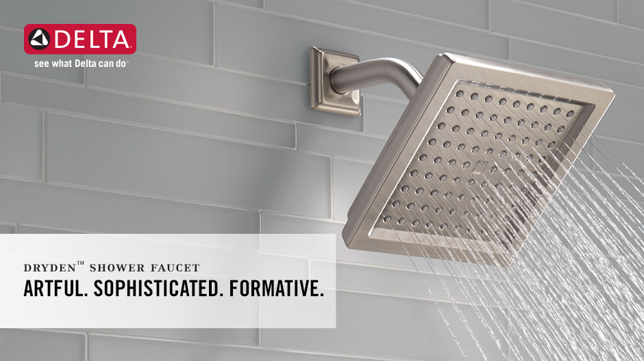 Image depicts an up-close shot of the shower head with water on Image depicts an up-close shot of the shower head with water on