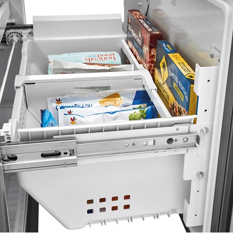 Side view of freezer drawer