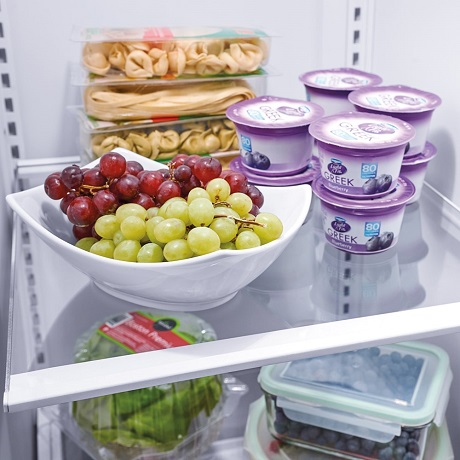 Grapes on refrigerator shelf