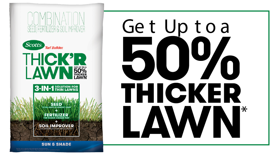 Get up to a 50% thicker lawn* *Subject to proper care. Results may vary based on current condition of lawn. Get up to a 50% thicker lawn* *Subject to proper care. Results may vary based on current condition of lawn.