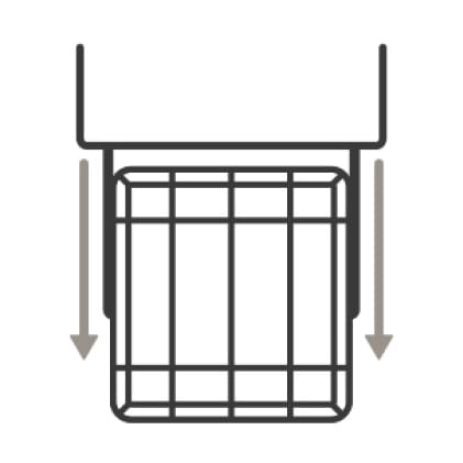 An icon of the upper rack of the dishwasher smoothly sliding out.