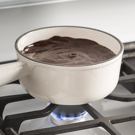 This gas burner uses low, even heat to prevent delicate foods from burning.