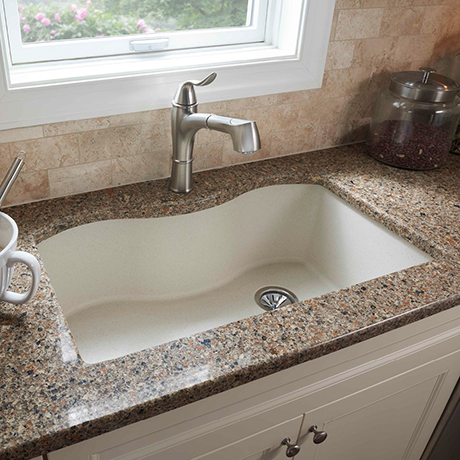 Elkay Quartz Classic Undermount Composite 25 In Single Bowl Kitchen Sink In White