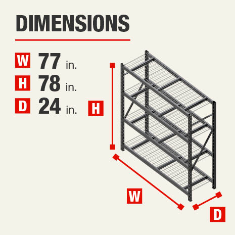 husky 77 in. w x 78 in. h x 24 in. d 4-shelf welded steel