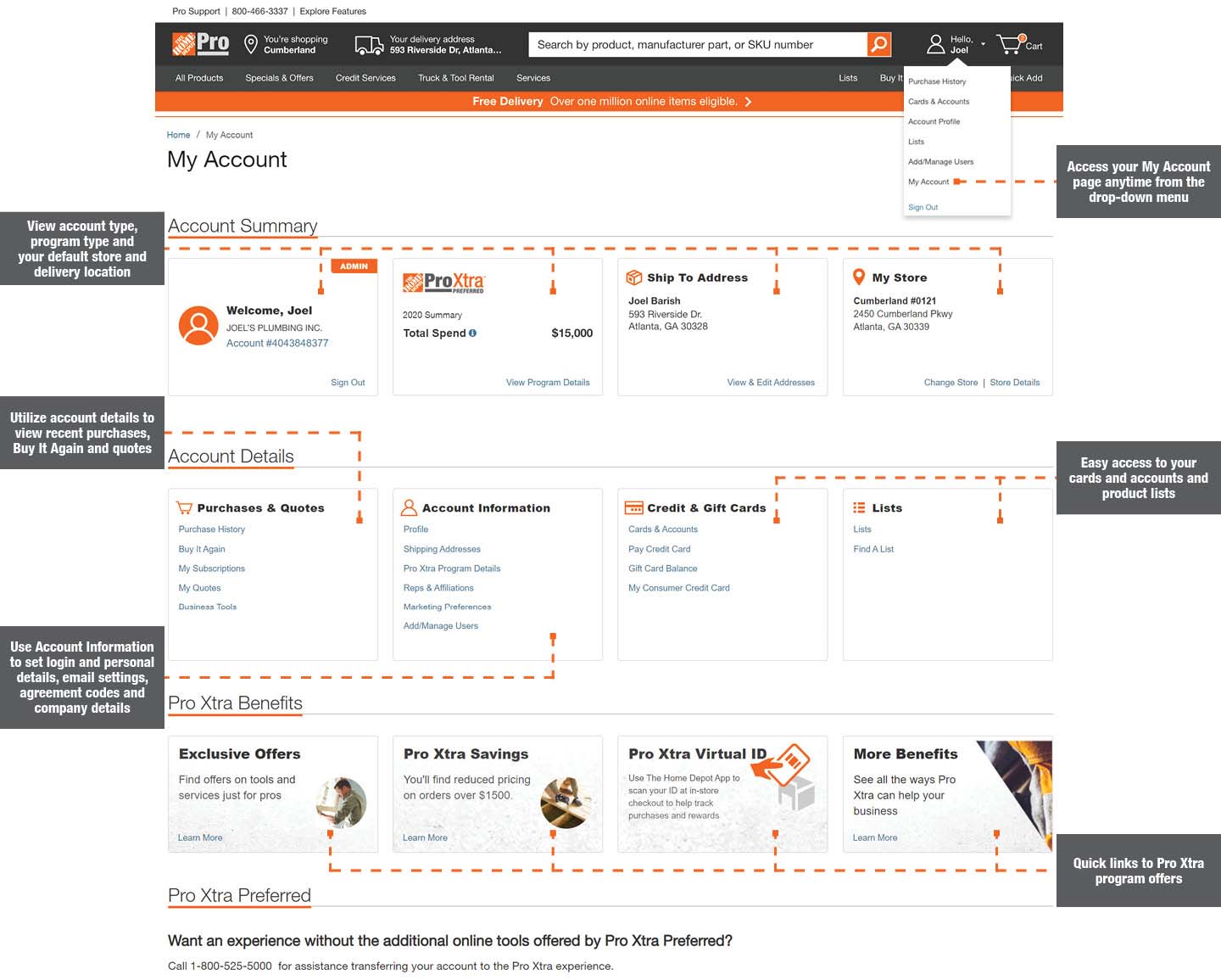 Explore Your My Account Page The Home Depot Pro   THD Pro Overview My Account Desktop V2 WF 1211609 