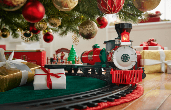 christmas tree train set home depot