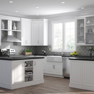 Black and white kitchen cupboards