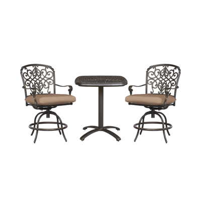 Edington Collection Outdoors The Home Depot Hampton Bay Edington Aged Bronze 3 Piece Aluminum Patio Balcony Set With Cushions Included Choose Your Own Color