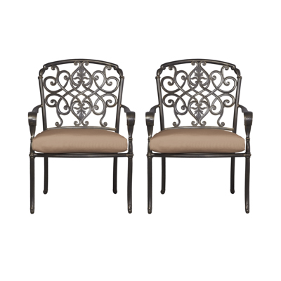 Edington Collection Outdoors The Home Depot Hampton Bay Edington Cast Back Pair Of Patio Dining Chairs With Cushions Included Choose Your Own Color