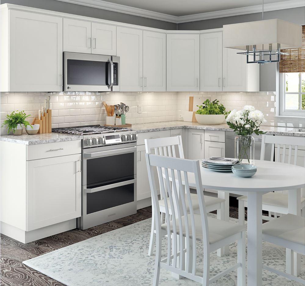 Cambridge Pantry Cabinets In White Kitchen The Home Depot