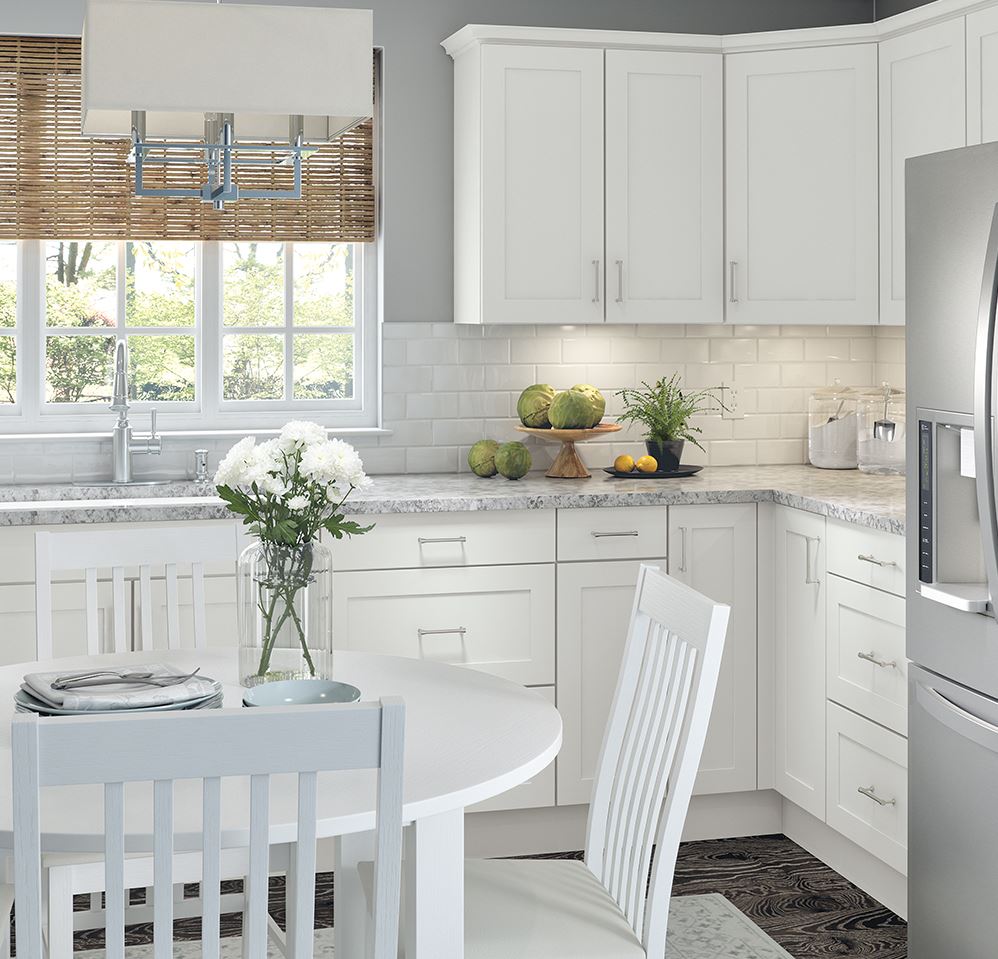 Cambridge Base Cabinets In White Kitchen The Home Depot