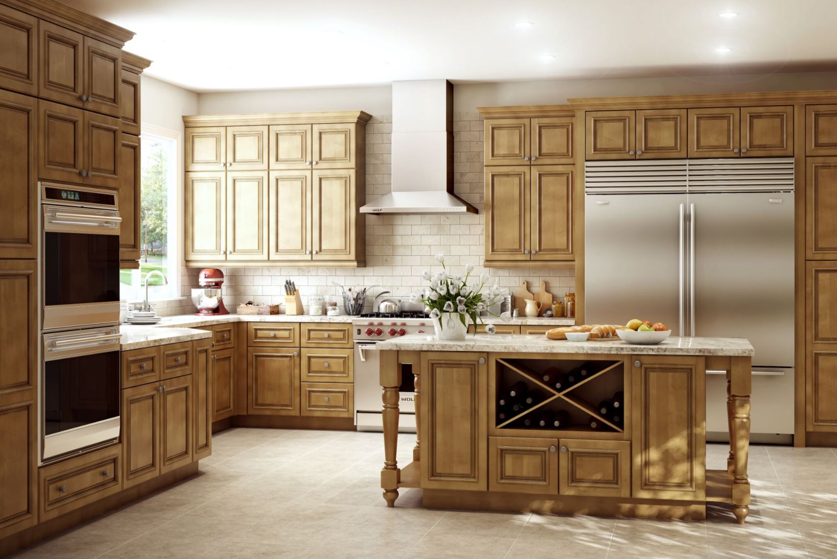 Clevedon Pantry Cabinets In Toffee Glaze Kitchen The Home Depot