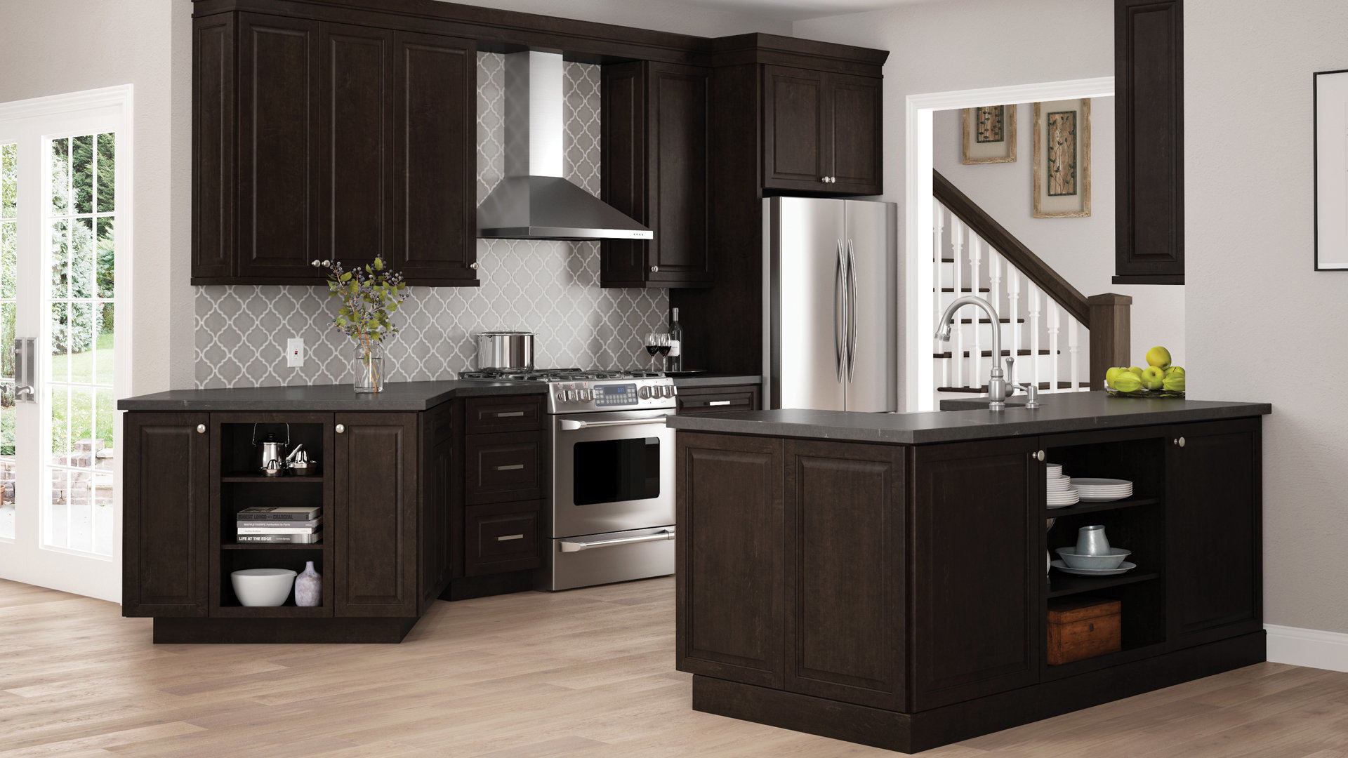 Gretna Double Oven Cabinets In Espresso Kitchen The Home