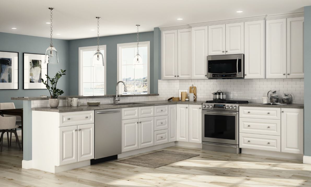 Unique White Kitchen Cabinets At Home Depot for Simple Design