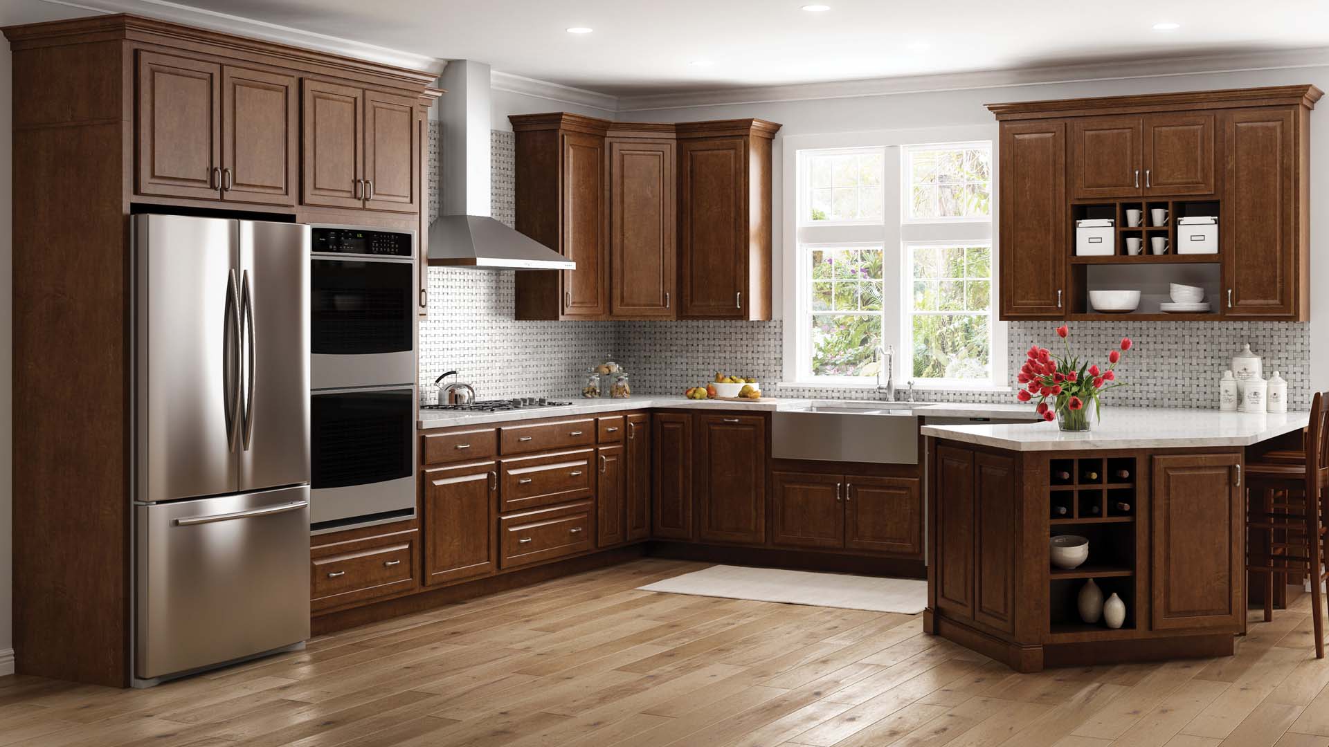 Hampton Wall Kitchen Cabinets in Cognac Kitchen The 