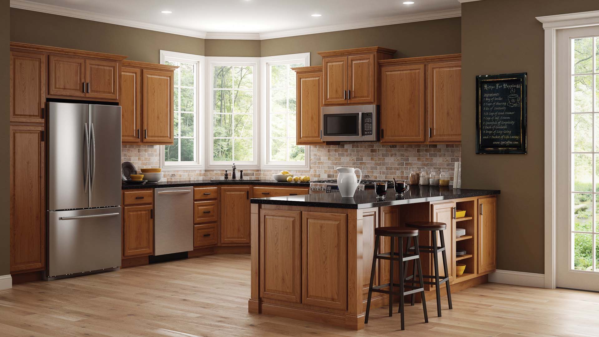 Hampton Wall Kitchen Cabinets in Medium Oak - Kitchen ...