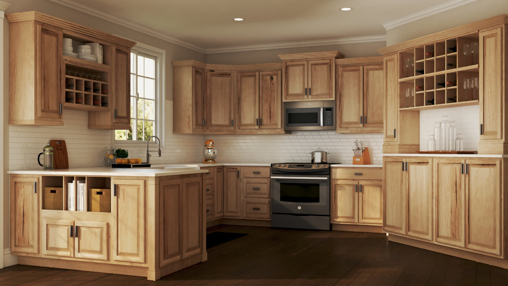 Hampton Wall Kitchen Cabinets in Natural Hickory Kitchen 