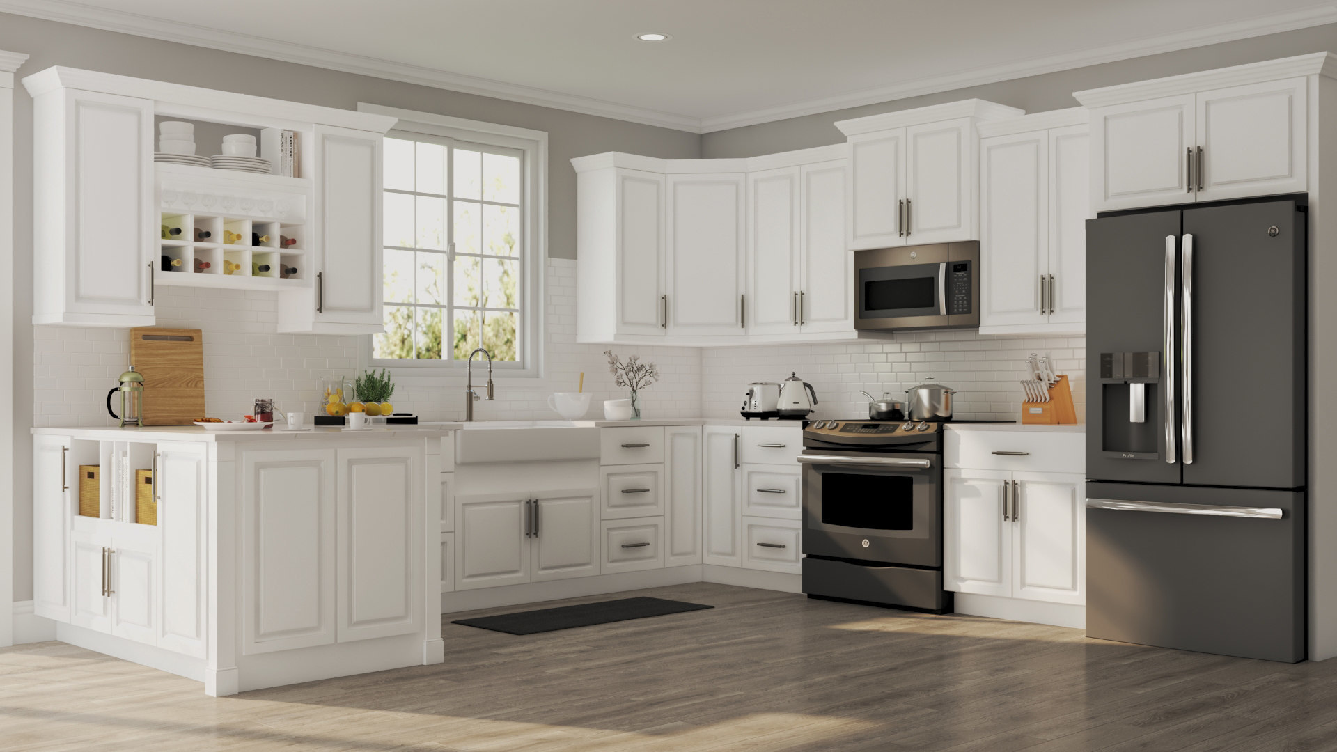 Hampton Specialty Cabinets In White Kitchen The Home Depot