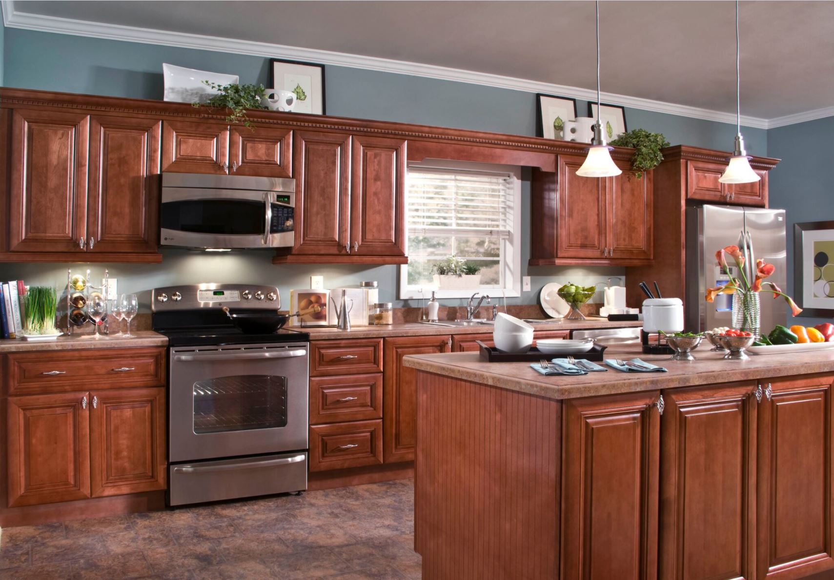 Lyndhurst Base Cabinets In Cabernet Kitchen The Home Depot