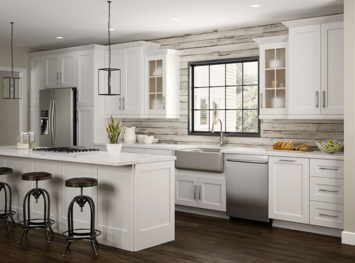 Newport Wall Cabinets In Pacific White Kitchen The Home Depot