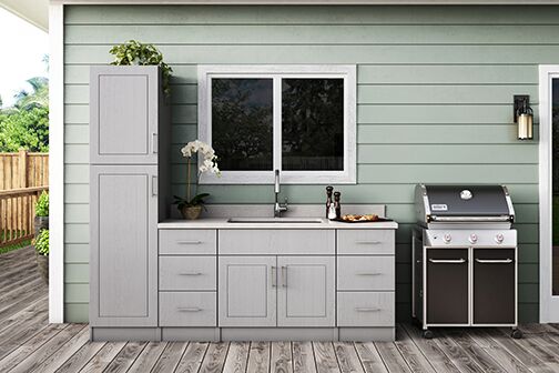 Palm Beach Base Cabinets in Rustic Gray - Kitchen - The Home Depot